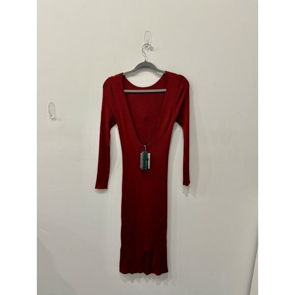 NWT Banana Republic Ribbed Ines Scoop-Back Sweater Dress Cabin Red Womens Size M - Picture 3 of 7